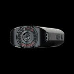 Black DaVinci vaporizer device with a patterned heating chamber and sleek design.