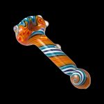 Colorful glass smoking pipe against a black background.