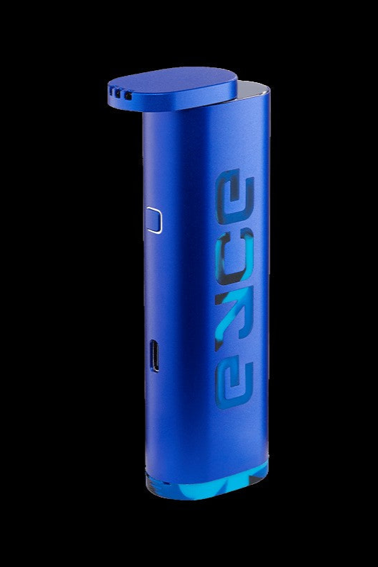 Blue cannabis vape pen with “PAX” vertically displayed on the side.