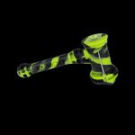 Green and black glass pipe for smoking cannabis.