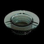 Vintage green glass ashtray with a diamond pattern.