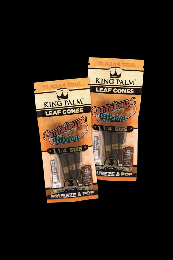 Two packages of King Palm Leaf Cones in Cantaloupe Melon flavor.