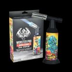 Special Blue Monster Pro butane torch lighter in artist series packaging.