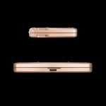 Gold cannabis storage case, shown from side and top views.