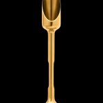 Gold cannabis scoop on black background.