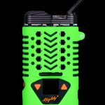 Green Storz & Bickel Mighty+ vaporizer with cooling unit.