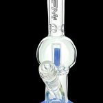 Blue glass water pipe (bong) with bubble percolator.