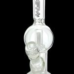 Frosted glass bubbler water pipe with ice catcher.