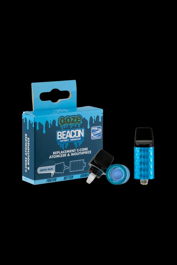 Doze Beacon replacement atomizer and mouthpiece in Arctic Blue packaging.