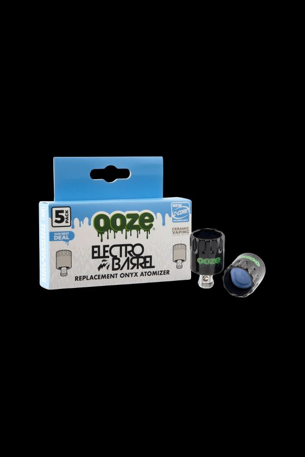 Ooze Electro DabRel replacement atomizer 5-pack with two atomizers displayed beside the packaging.