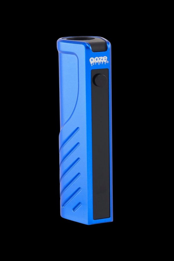 Blue cannabis concentrate vaporizer pen with "ooze" branding.