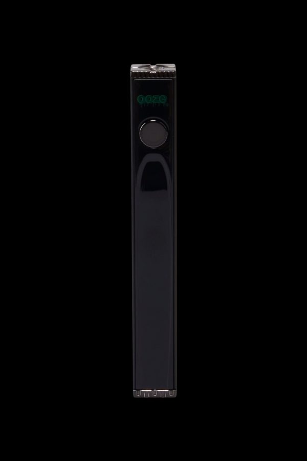 Black cannabis vaporizer pen with digital display.