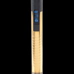 Gold cannabis vaporizer pen with digital display.