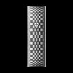 Sleek, silver cannabis vaporizer pen with geometric pattern.