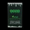 Ooze Twist vape battery packaging featuring green dripping effects, chrome finish details, adjustable voltage, and 20-second preheat mode.