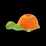Orange and green glass turtle-shaped smoking piece.