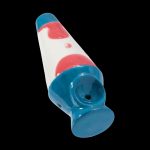 Patriotic glass pipe with red, white, and blue swirl design.
