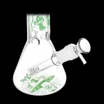 Glass bong with psychedelic mushroom and peace sign design.