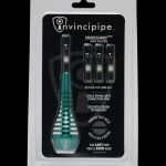 Packaging for “Invincpipe” smoke filters, featuring two green filters with black accents and marketing text emphasizing tar/ash blocking and cooling technology.