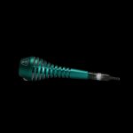 Emerald green cannabis oil vaporizer pen isolated on a black background.