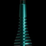 Emerald green cannabis vaporizer pen with a shield-shaped logo.