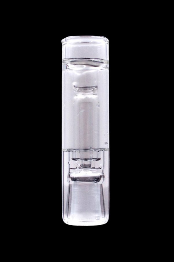 Clear glass bubbler water pipe.