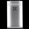 Frosted glass Pax Plus vaporizer with black accents, studio shot.