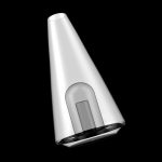Sleek, white cannabis vaporizer pen against a black background.