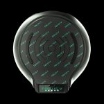 Black Focus V vaporizer pen with repeating green “Focus V” text around the body.