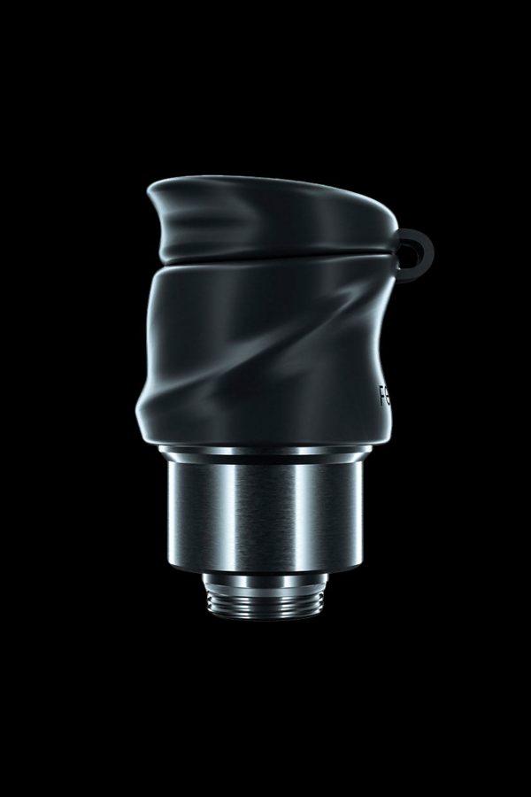 Black cannabis concentrate vaporizer coil with metallic threading.