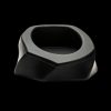 Black cannabis ashtray with a geometric, faceted design.