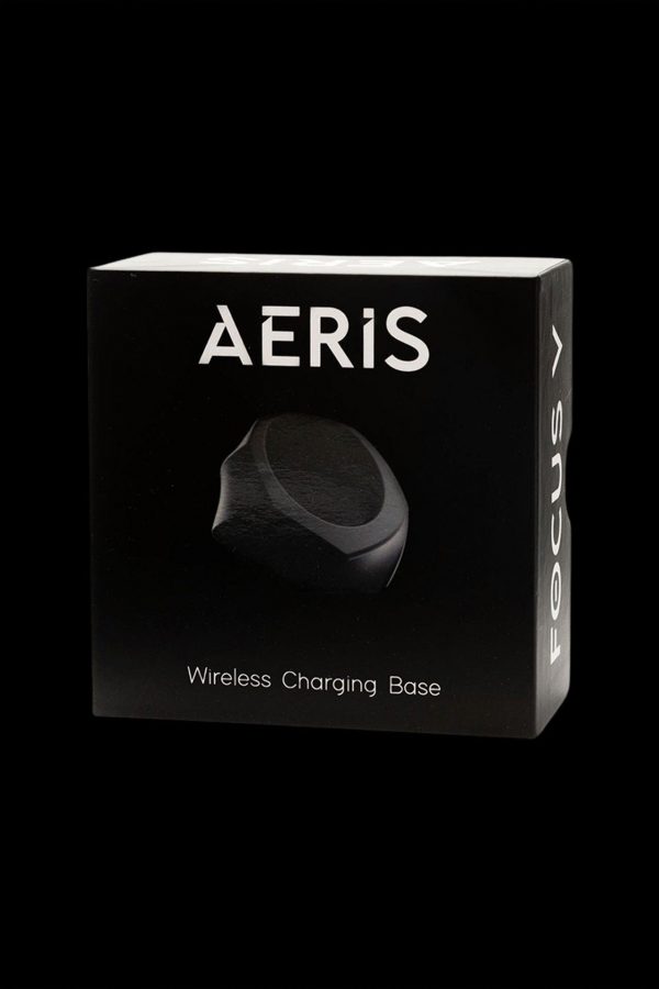 AERIS wireless charging base for cannabis vape devices, shown in a sleek black box.