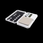 Digital scale with open lid, commonly used for measuring cannabis.