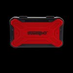 Red and black protective case for cannabis accessories, branded "truweighO".