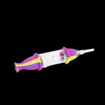 Silicone nectar collector with colorful accents.