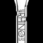 Glass pipe with "White Rhino Glass" vertically printed on the side.