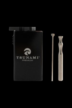 Black Tsunami Premium dab kit with tools against a dark background.
