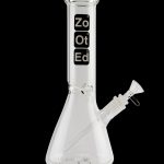 Glass water pipe (bong) with “ZoOtEd” logo and detachable downstem.