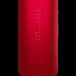 Red DaVinci IQ2 portable cannabis vaporizer with open mouthpiece.