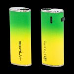 Two colorful, portable cannabis vaporizers, one labeled “Skrüit” and the other “Stache.”