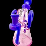 Purple and pink glass water pipe (bong) with bubbler.