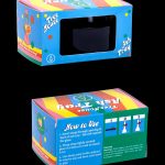 Colorful retail packaging for a “Tree House” rolling tray with instructions for use and a warning about sharp objects.