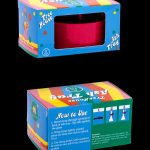 Colorful retail packaging for a "Tree House" branded cannabis ashtray, displaying instructions for securing it to a smoking device.
