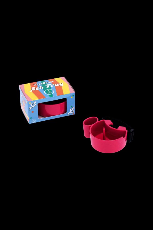 Pink cannabis ashtray with original packaging.