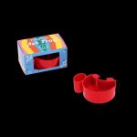 Red plastic ashtray and its packaging, branded "Treehouse Ash Tray."