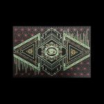 Intricate geometric pattern with a cannabis flower at its center, in shades of green and black.