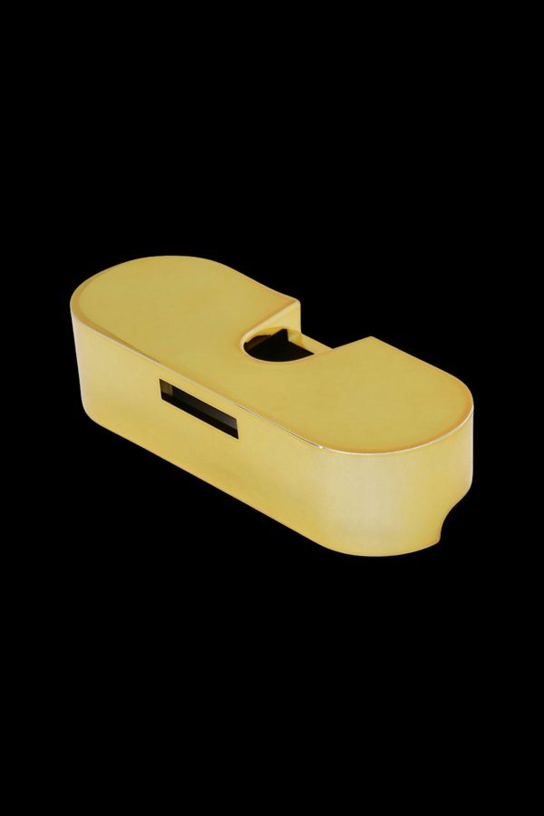 Gold cannabis one-hitter dugout with a storage compartment.