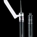 Two Yocan V-One Plus vaporizers and a quartz coil accessory displayed on a black background.