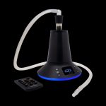 High-tech cannabis vaporizer with digital display and glass tubing.