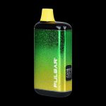 Green and gold cannabis vaporizer with digital display.